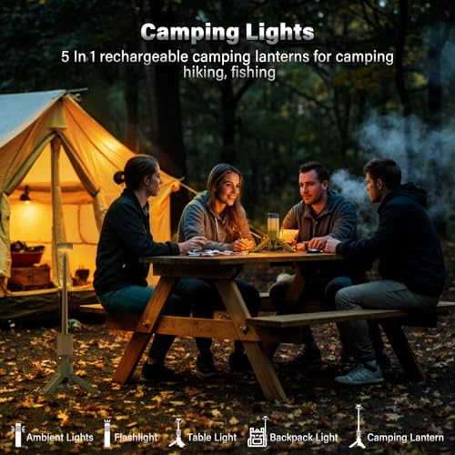 M KARMATER Telescopic Portable Camping Light with Stand - 10500mAh Rechargeable Camping Light with Storage Bag, Dimmable Magnetic Tent Lamp,Waterproof Tripod Pole Work Lights for Outdoor Emergency, Hiking,Green - Image 2