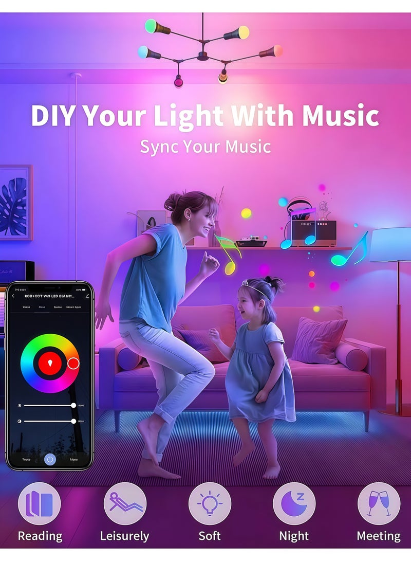 Lurette 10W E27 Base Smart Bulb, Bluetooth Connection, Remote Control, Tuya Smart App Control, 800LM Color Changing LED Bulb, 16 million color adjustments (1 Pack) - Image 3