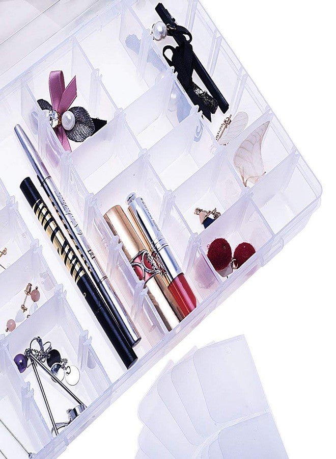 MOXSTAR Jewelry Case 36 Grids Clear Transparent Plastic Storage Box with Adjustable Dividers - Image 4