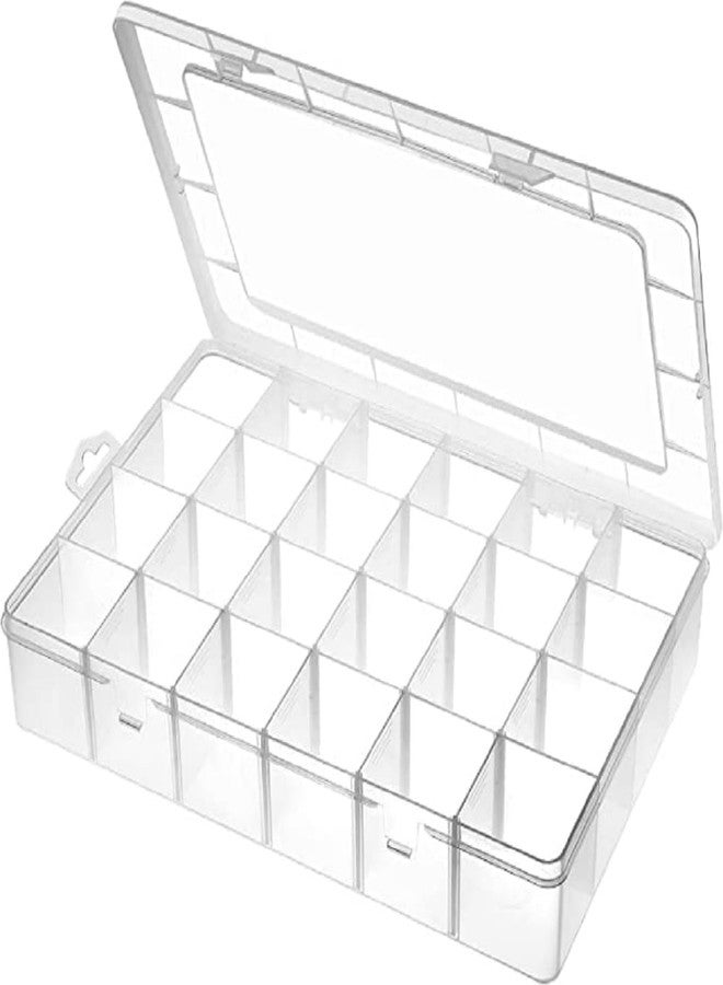 MOXSTAR Jewelry Case 36 Grids Clear Transparent Plastic Storage Box with Adjustable Dividers - Image 1