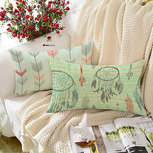 BRICK HOME Floral Printed Poly Cotton Cushion Cover, 12x18 Inches, Set of 2 with Filler - Image 1