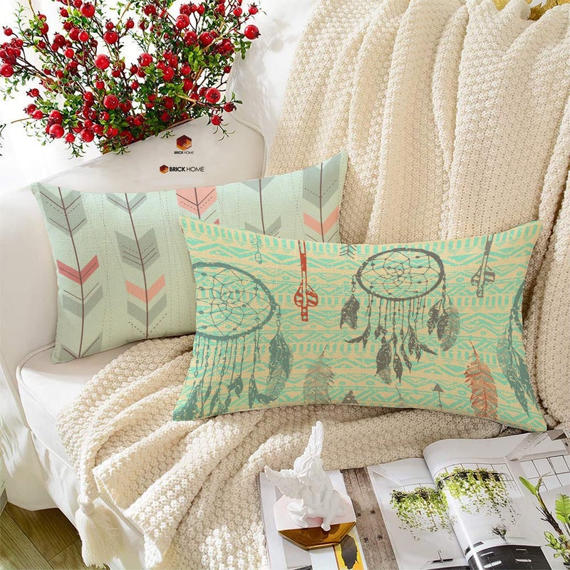 BRICK HOME Floral Printed Poly Cotton Cushion Cover, 12x18 Inches, Set of 2 with Filler - Image 5