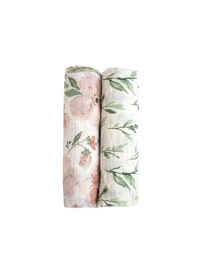 Crane Baby 100% Cotton Muslin Swaddle Blankets, Pink Floral, 47" x 47", Baby Swaddles for Newborns, Pink Floral, Swaddlers for Newborn Girl - Image 1