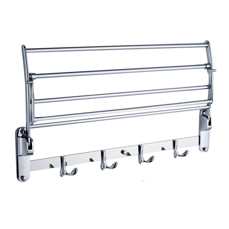 PINDIA Stainless Steel Folding Towel Rack with Hook Foldable Towel Bar Wall Mounted Towel Rack Hanging Towel Hanger (50CMS/1.6 Ft) - Image 2