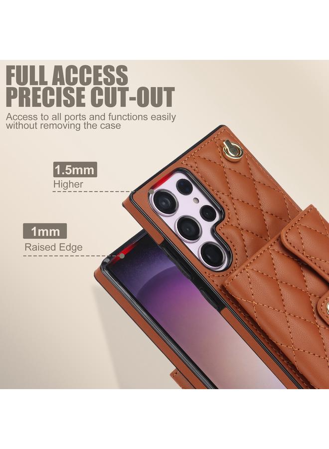 اس-توب جراب هاتف Samsung Galaxy S23 Ultra 5G Crossbody Rhombic Horizontal Wallet Leather Case - Image 4