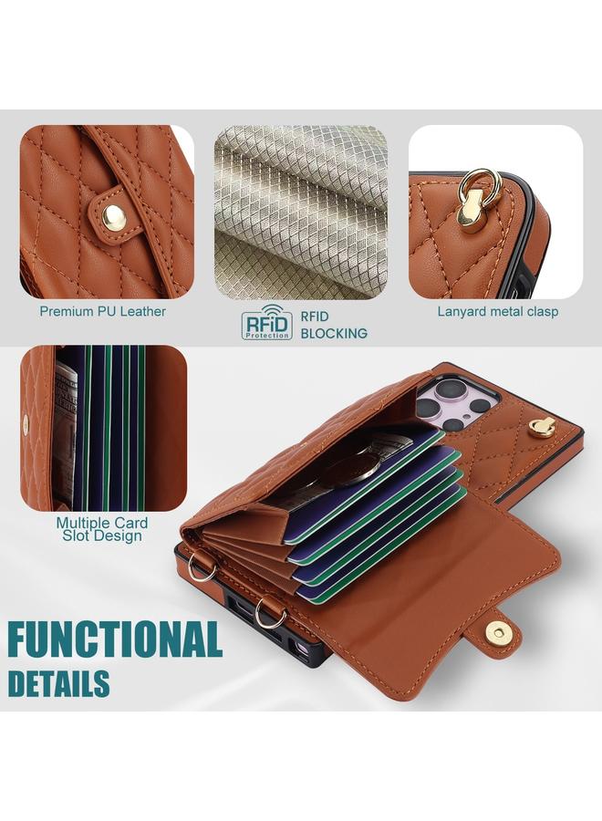 اس-توب جراب هاتف Samsung Galaxy S23 Ultra 5G Crossbody Rhombic Horizontal Wallet Leather Case - Image 5