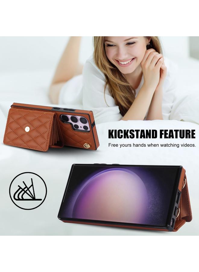 اس-توب جراب هاتف Samsung Galaxy S23 Ultra 5G Crossbody Rhombic Horizontal Wallet Leather Case - Image 3