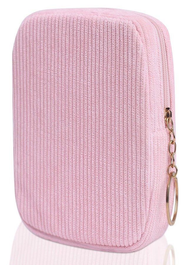 Teircno Sanitary Napkin Storage Bag, Preppy Corduroy Period Bag for School Teen Girls, Cute Portable Period Pouch with Zipper, Sanitary Pads Bag Tampons Holder for Purse, First Period for Women Ladies - Image 1