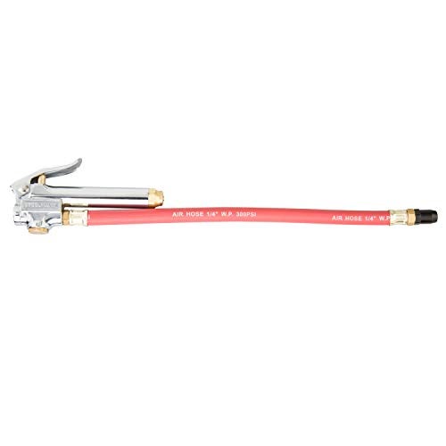 Steelman Straight Air Chuck Tire Inflator with Built-in Gauge and 12-inch Hose, Measures 10-90 PSI, Push-on Chuck, Steel Casing with Brass Fittings - Image 1