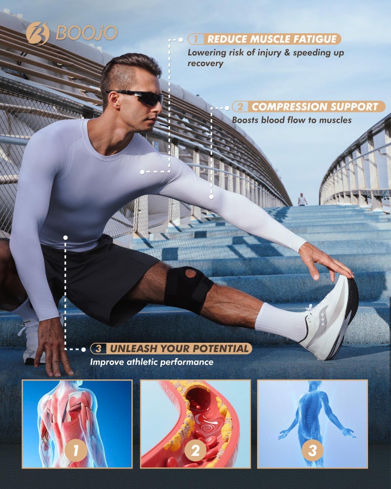 BOOJO 5 Pack Long Sleeve Compression Shirts for Men - Black Quick Dry Workout Base Layer Undershirt Top for Athletic Gym Running - Image 3