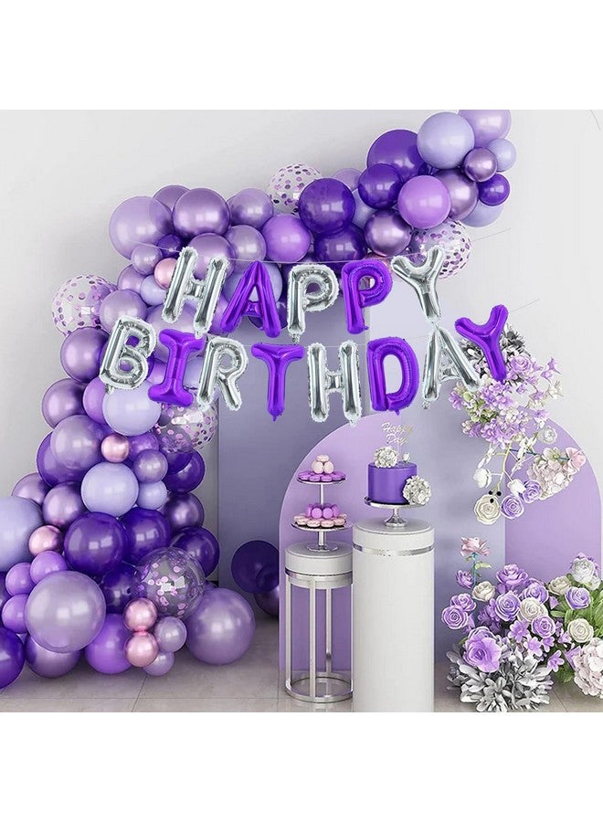 TONIFUL Happy Birthday Balloons with Ribbon Straw, 16 Inch Mylar Letters Balloons Sign Banner Bunting Reusable for Girls Boys Kids & Adults Party Decorations Supplies（Purple Silver） - Image 3