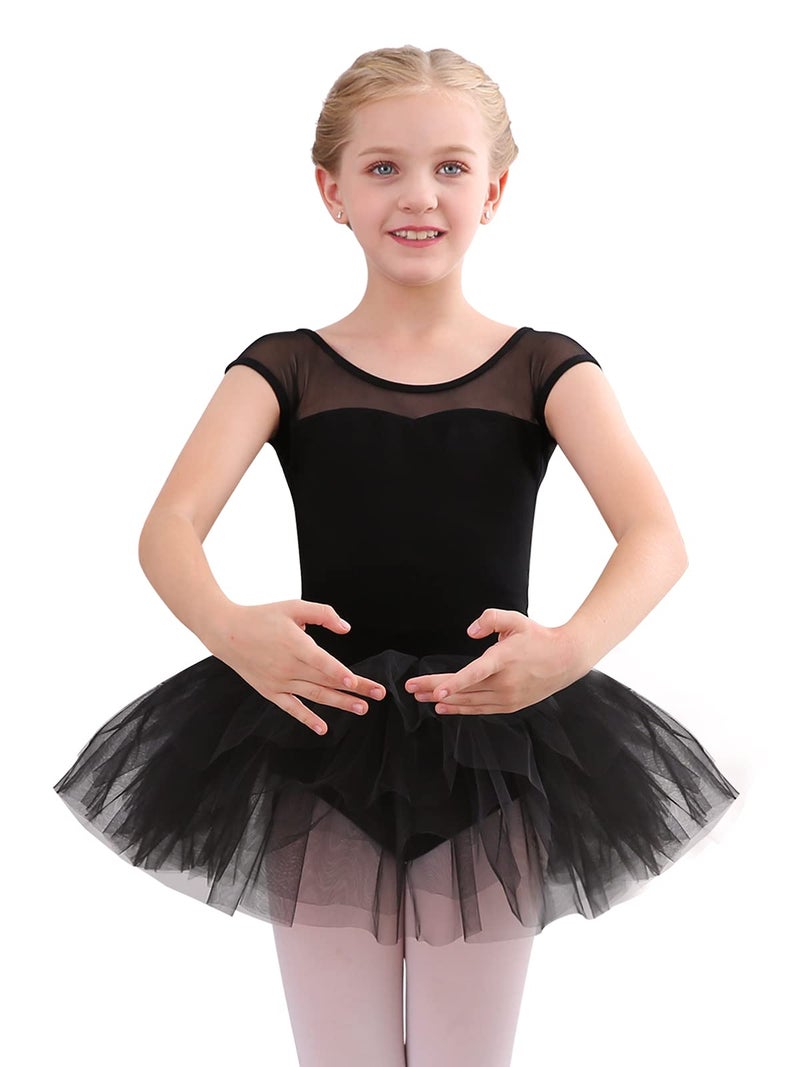 Stelle Ballet Leotards for Girls Toddler Leotard with Tutu Skirt Dance Tutu Dress (Black,4T) - Image 1