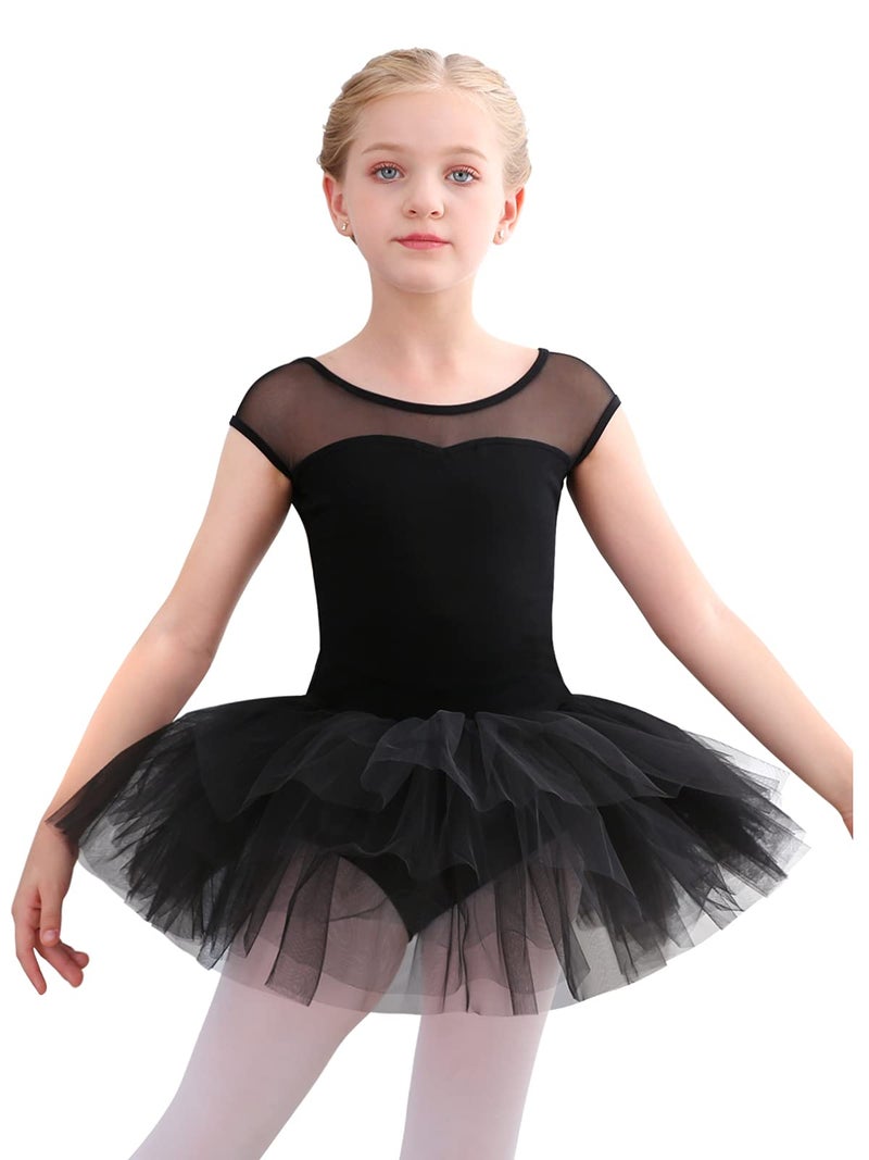 Stelle Ballet Leotards for Girls Toddler Leotard with Tutu Skirt Dance Tutu Dress (Black,4T) - Image 3