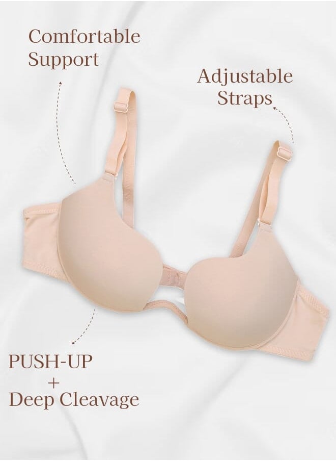 Every Woman Knows U shaped Plunging Underwire Bra with Adjustable Straps and Molded Foam Cups 34 to 44 BCD  - Image 2