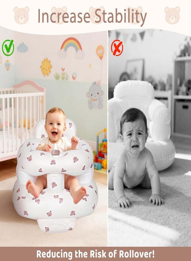 CandyHome Inflatable Baby Seat for 3-36 Months, Baby Seats for Infants for Sitting Up with Back Support Built in Air Pump, Surround Sit Me Up Floor Seat for Baby Chair for Learning Sit, Feeding (Bear) - Image 3