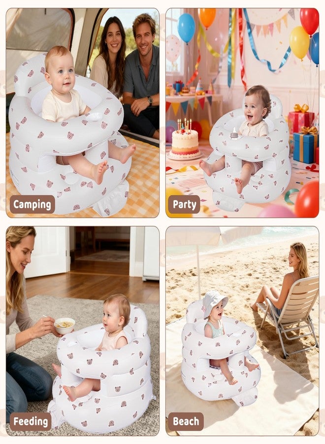 CandyHome Inflatable Baby Seat for 3-36 Months, Baby Seats for Infants for Sitting Up with Back Support Built in Air Pump, Surround Sit Me Up Floor Seat for Baby Chair for Learning Sit, Feeding (Bear) - Image 5