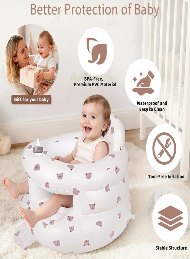 CandyHome Inflatable Baby Seat for 3-36 Months, Baby Seats for Infants for Sitting Up with Back Support Built in Air Pump, Surround Sit Me Up Floor Seat for Baby Chair for Learning Sit, Feeding (Bear) - Image 4