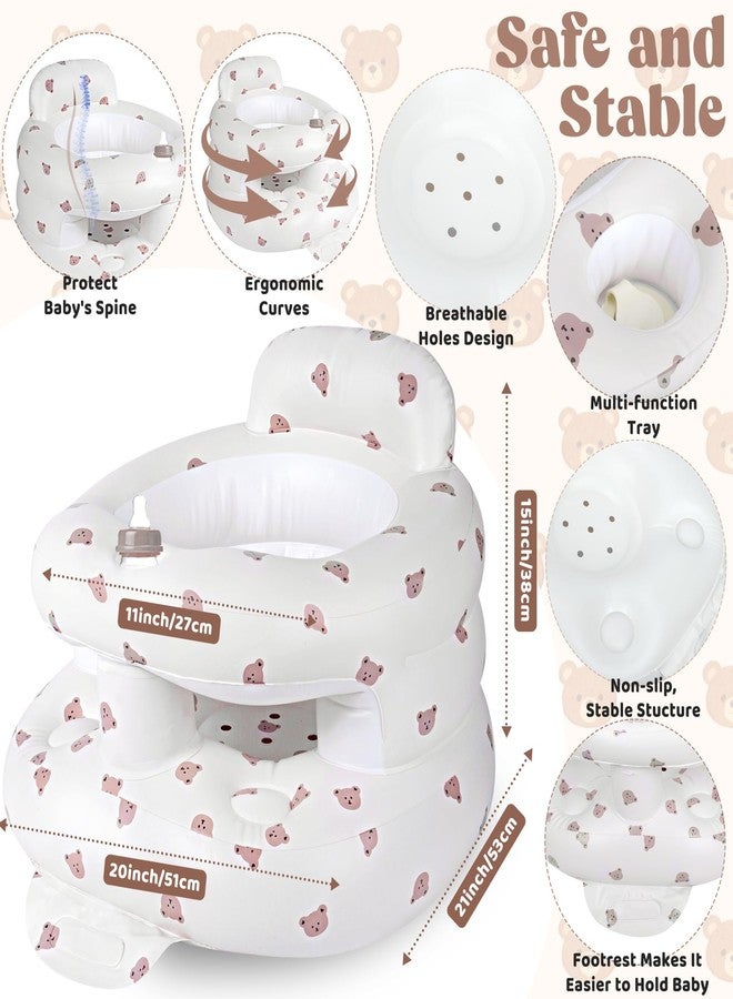 CandyHome Inflatable Baby Seat for 3-36 Months, Baby Seats for Infants for Sitting Up with Back Support Built in Air Pump, Surround Sit Me Up Floor Seat for Baby Chair for Learning Sit, Feeding (Bear) - Image 2