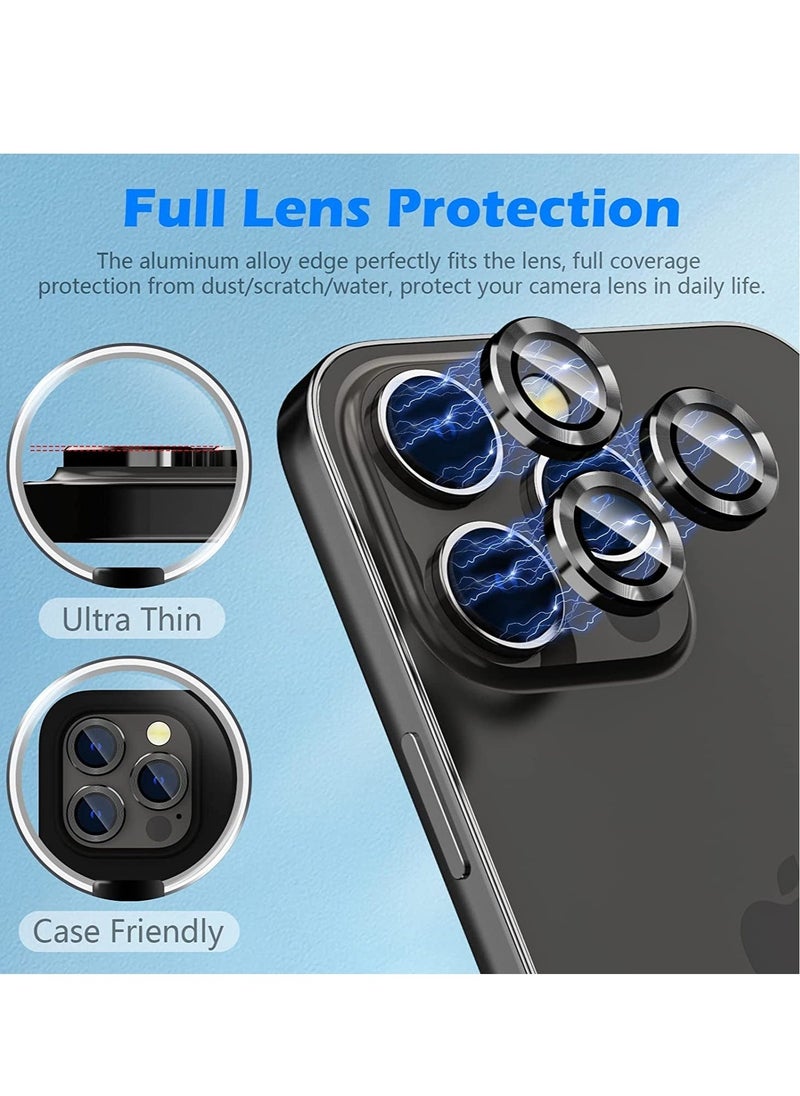 Raxoom Camera Lens Protector for iPhone 14 Pro/iPhone 14 Pro Max, Alloy Metal Individual Ring, Anti Scratch HD Tempered Glass Lens Screen Protector Cover Film, Case Friendly, Black - Image 5