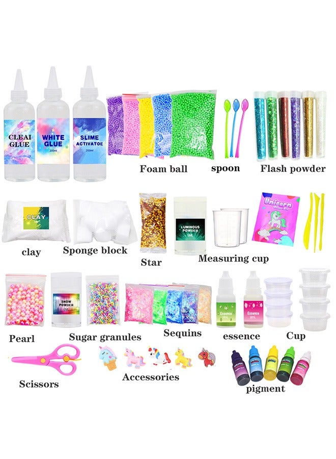 DIY Slime Kit for Kids – Creative Fluffy Slime Making Set with Glitter, Foam Balls, Pigments, Unicorn Charms & Tools – Safe Non-Toxic Toy Gift for Girls and Boys Ages 5+ - Image 4