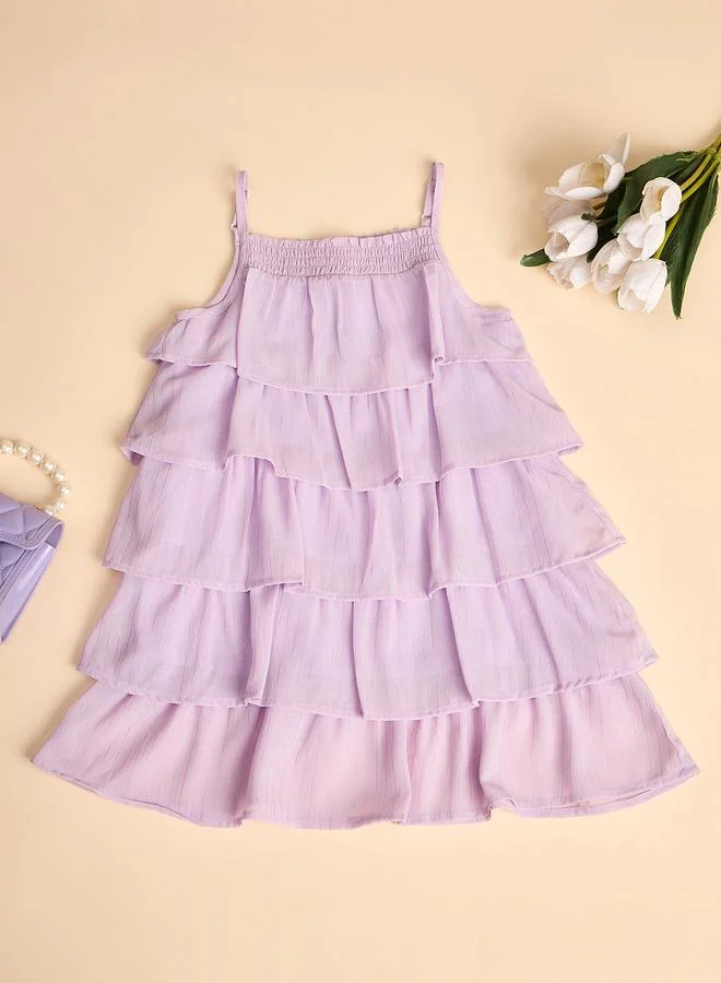 ستايلو بج Stylo Bug Purple Solid Strappy Layered Dress