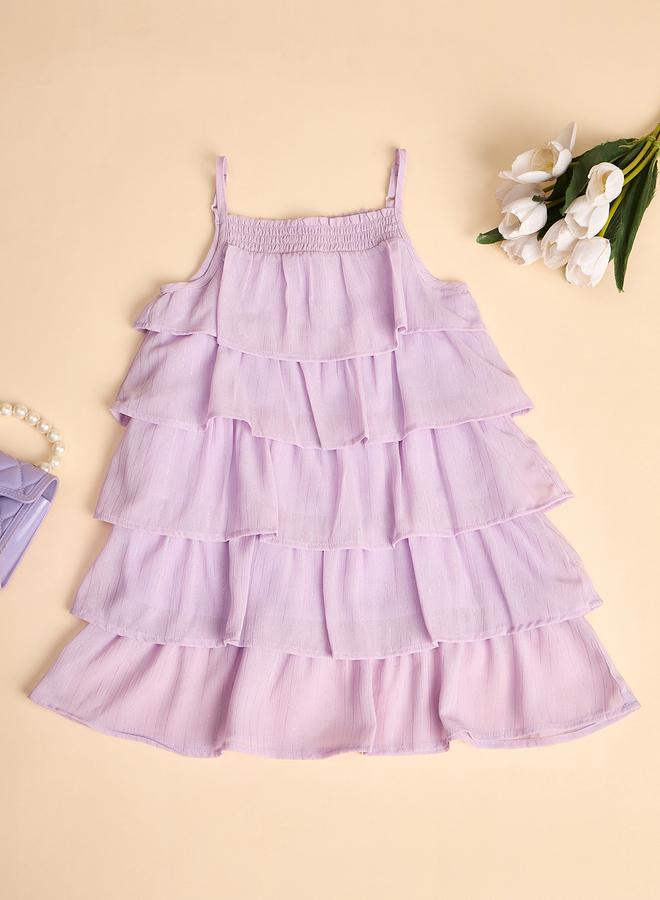 ستايلو بج فستان ستايلو باغ بنفسجي بحمالات وطبقات - Image 1