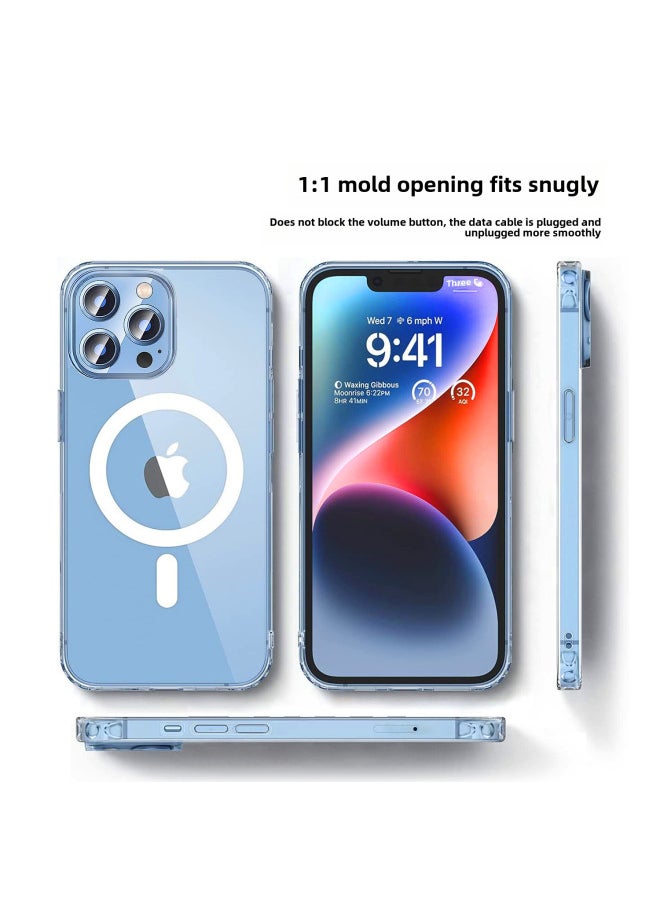 MagSafe Magnetic Mobile Phone Case Iphone16 Magnetic Case Touch Button Case For Apple 16Pro 15 Hard Case-Color:Magnetic Shell With Large Holes And Transparent (with Packaging Box)-Applicable Model:iphone11pro Max