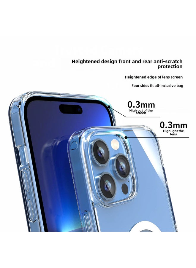 MagSafe Magnetic Mobile Phone Case Iphone16 Magnetic Case Touch Button Case For Apple 16Pro 15 Hard Case-Color:Magnetic Shell With Large Holes And Transparent (with Packaging Box)-Applicable Model:iphone11pro Max