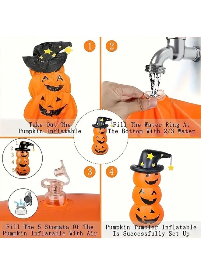 Inflatable Pumpkin Halloween Decor With Free Straight Headed Crow Outdoor Indoor - Image 2
