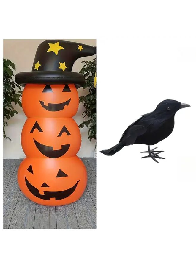 Inflatable Pumpkin Halloween Decor With Free Straight Headed Crow Outdoor Indoor - Image 1