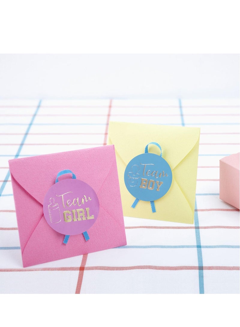 Joshberg 48pcs Gender Reveal Stickers Team Boy or Team Girl for Baby Shower Envelope Gift Decorations  - Image 4