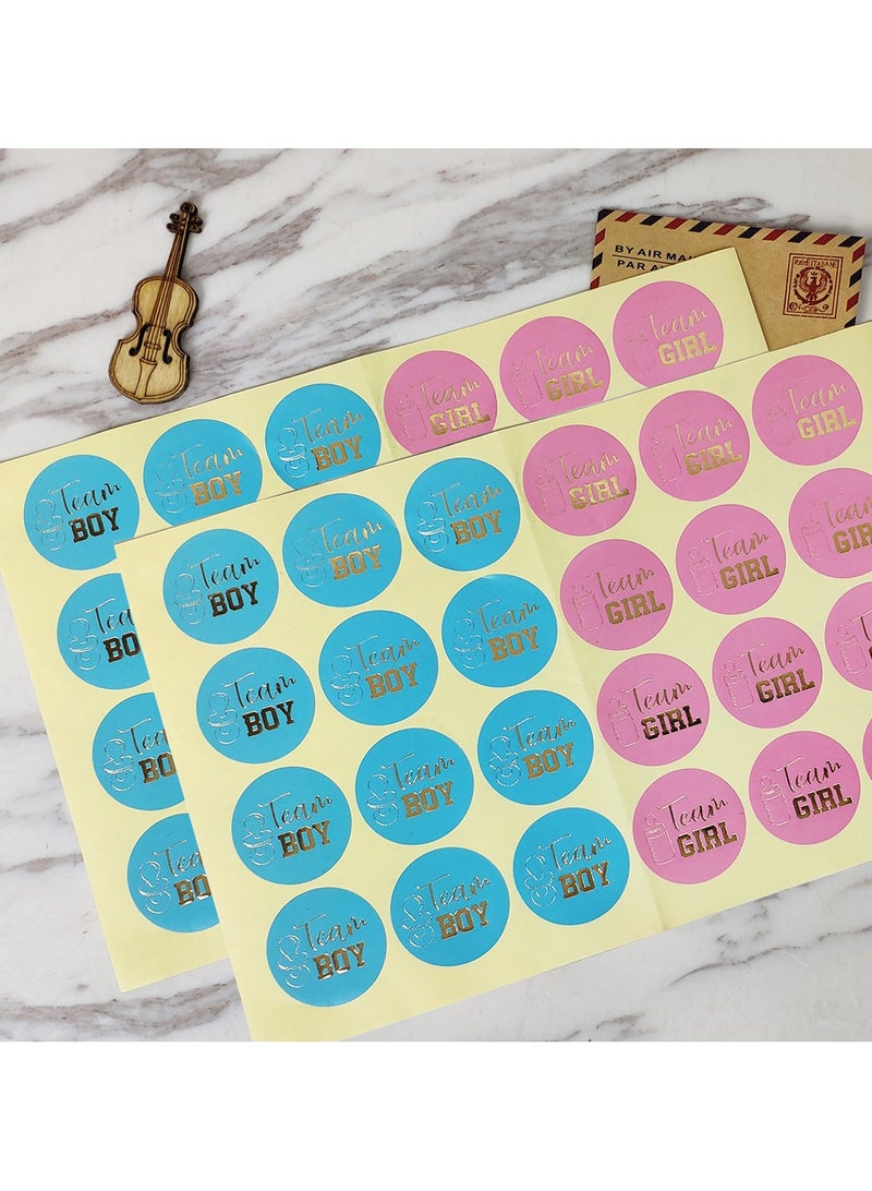 Joshberg 48pcs Gender Reveal Stickers Team Boy or Team Girl for Baby Shower Envelope Gift Decorations  - Image 2