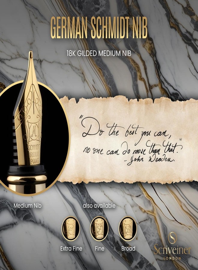 Scriveiner Chrome Fountain Pen – Stunning Award-Winning Luxury Pen, Schmidt Nib (Medium), Best Pen Gift Set for Men & Women, Professional, Executive, Office, Nice Pens - Image 5
