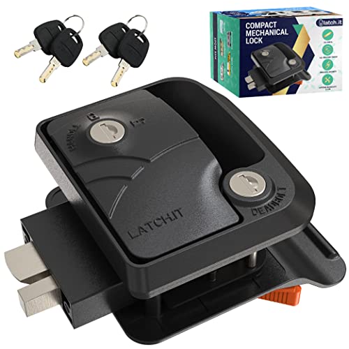 LATCH.IT Rv Door Locks & Rv Trailer Door Latch | Mini Mechanical Lock Replacement | Travel Trailer Entry Latch | 100% Metal Camper Lock with 2 Keys (Fits 2.75" x 3.75") - Image 1