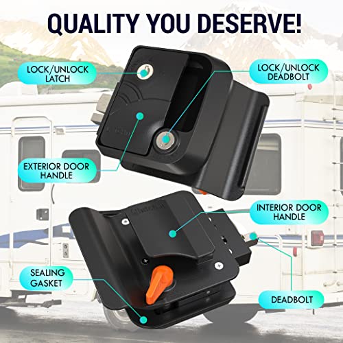 LATCH.IT Rv Door Locks & Rv Trailer Door Latch | Mini Mechanical Lock Replacement | Travel Trailer Entry Latch | 100% Metal Camper Lock with 2 Keys (Fits 2.75" x 3.75") - Image 4