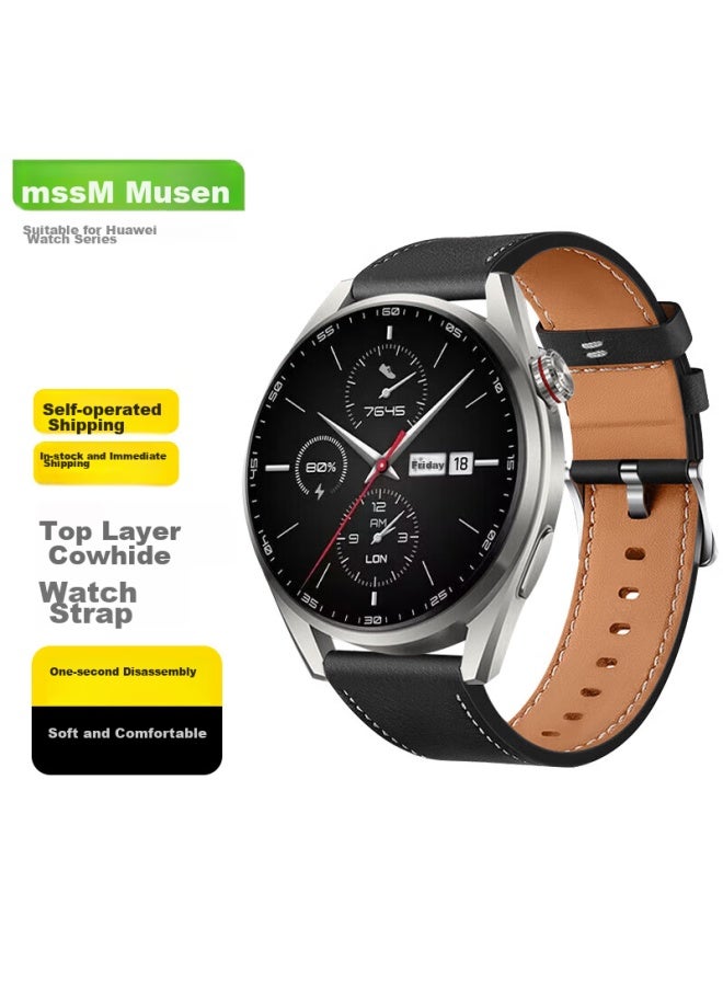 Mssm Leather Watch Strap Compatible With Huawei Watch 4 Pro, Gt5/4/watch4/3pro/honor Watch, 48/46mm Dial Universal - Image 1