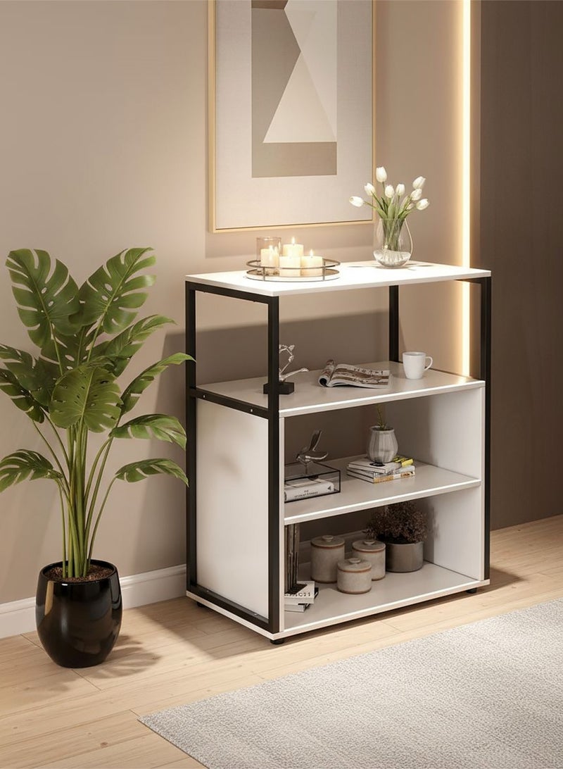 AGD Console Entry Table, Coffee Corner Table, 4-Shelf Side Table Meets All Your Needs 70*40*88 cm - White/Black - Image 1
