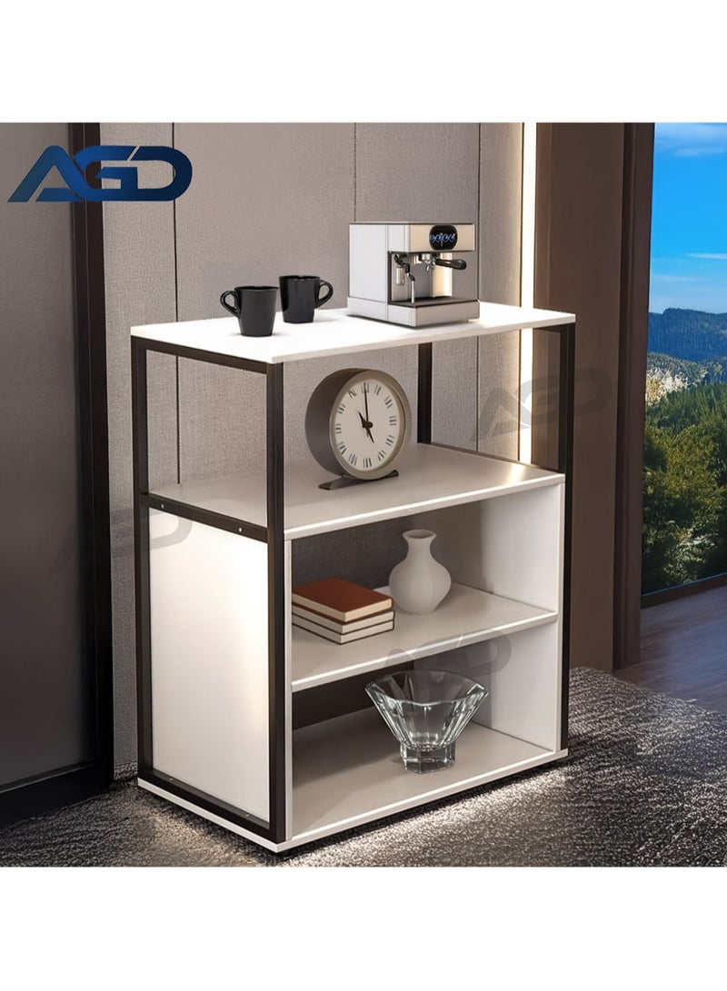 AGD Console Entry Table, Coffee Corner Table, 4-Shelf Side Table Meets All Your Needs 70*40*88 cm - White/Black - Image 3