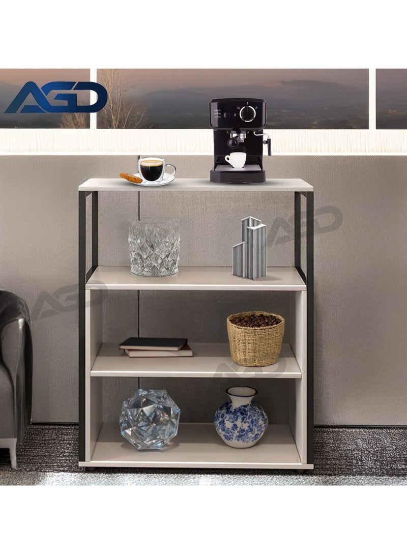 AGD Console Entry Table, Coffee Corner Table, 4-Shelf Side Table Meets All Your Needs 70*40*88 cm - White/Black - Image 4