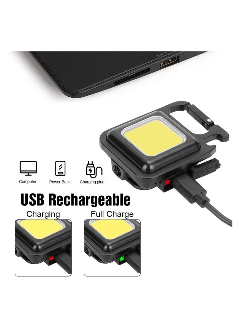Generic - 2 pc COB Keychain Work Light,Keychain Flashlight 1000 Lumen Emergency Light with 3 Light Mode Magnetic Work Light and Folding Bracket Bottle Opener, - Image 1