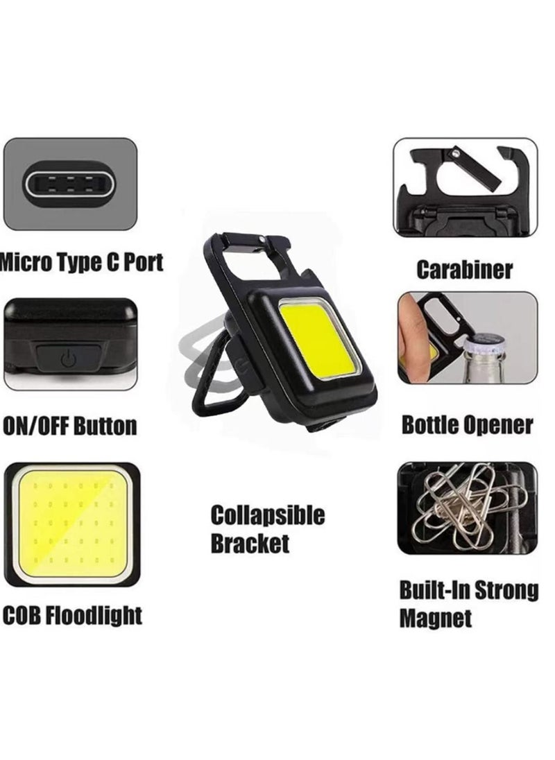 Generic - 2 pc COB Keychain Work Light,Keychain Flashlight 1000 Lumen Emergency Light with 3 Light Mode Magnetic Work Light and Folding Bracket Bottle Opener, - Image 1