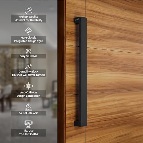 LAPO 24 inch Stainless Steel Door Handle for Main Door, Wooden Wooden & Glass Door Pull Push Handle, Main Door Handle for All Door (Hole to Hole Size 600 mm,Pack of 1) Black Finish | 3 Years Warranty - Image 3