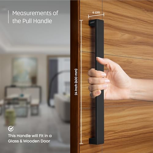 LAPO 24 inch Stainless Steel Door Handle for Main Door, Wooden Wooden & Glass Door Pull Push Handle, Main Door Handle for All Door (Hole to Hole Size 600 mm,Pack of 1) Black Finish | 3 Years Warranty - Image 4