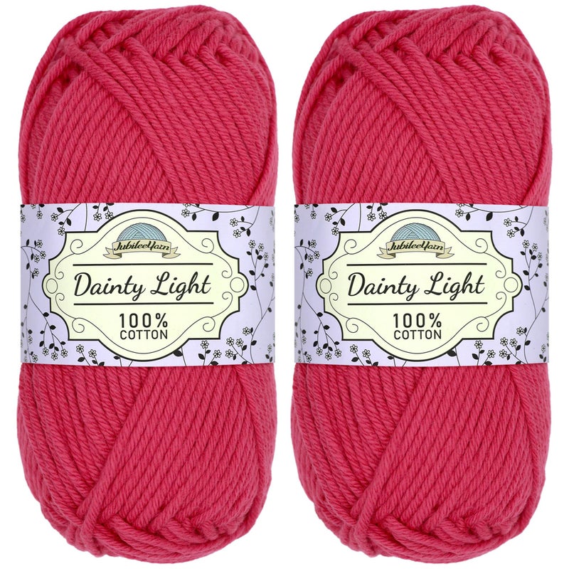 BambooMN JubileeYarn Dainty Light Yarn  100gSkein Worsted Weight Cotton  008 Rosy Blush  2 Skeins
