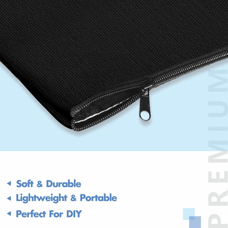 Vantasii 8 Pack Canvas Pencil Pouch, DIY Craft Zipper Bags Blank Makeup Bags Multifunctional Pouches Pencil Case for Cosmetic Toiletry Stationary (Black, 8.3â€ x 4.7â€) - Image 4