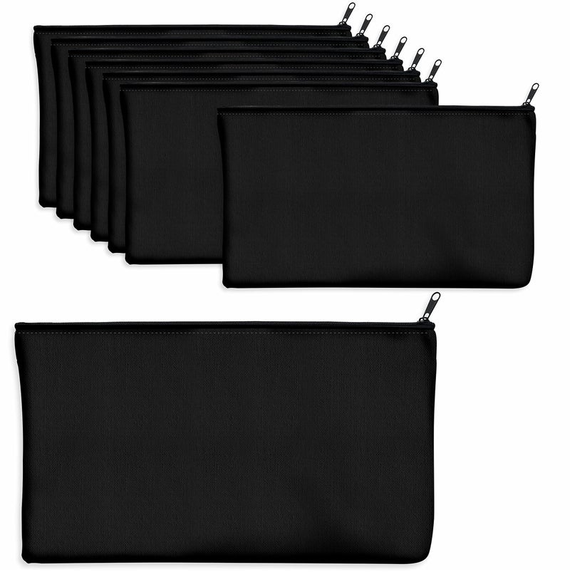Vantasii 8 Pack Canvas Pencil Pouch, DIY Craft Zipper Bags Blank Makeup Bags Multifunctional Pouches Pencil Case for Cosmetic Toiletry Stationary (Black, 8.3â€ x 4.7â€) - Image 1