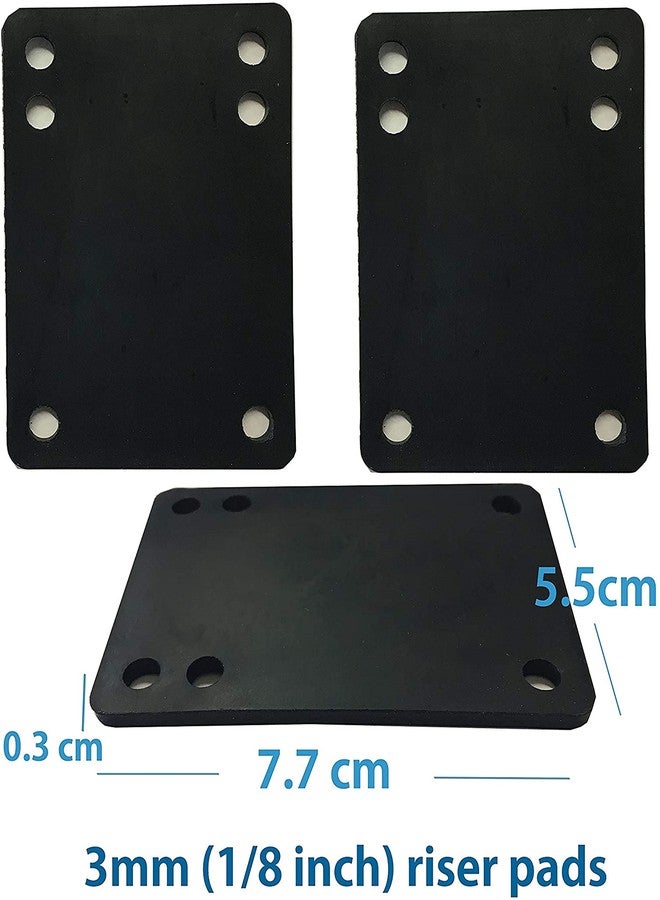 VJ Longboard Skateboard Riser Pads, Rubber, Set of 2, Size 3mm (1/8") 6mm (1/4") 12mm (1/2") 14mm Angle Wedge Riser Pads, Black (3mm) - Image 3