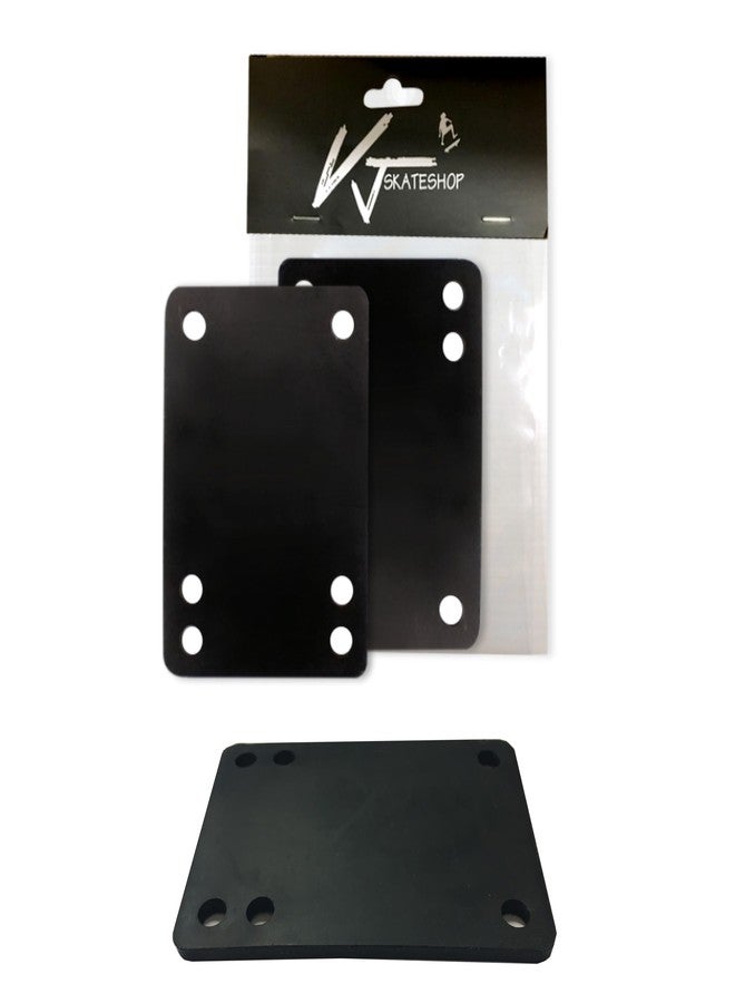 VJ Longboard Skateboard Riser Pads, Rubber, Set of 2, Size 3mm (1/8") 6mm (1/4") 12mm (1/2") 14mm Angle Wedge Riser Pads, Black (3mm) - Image 1