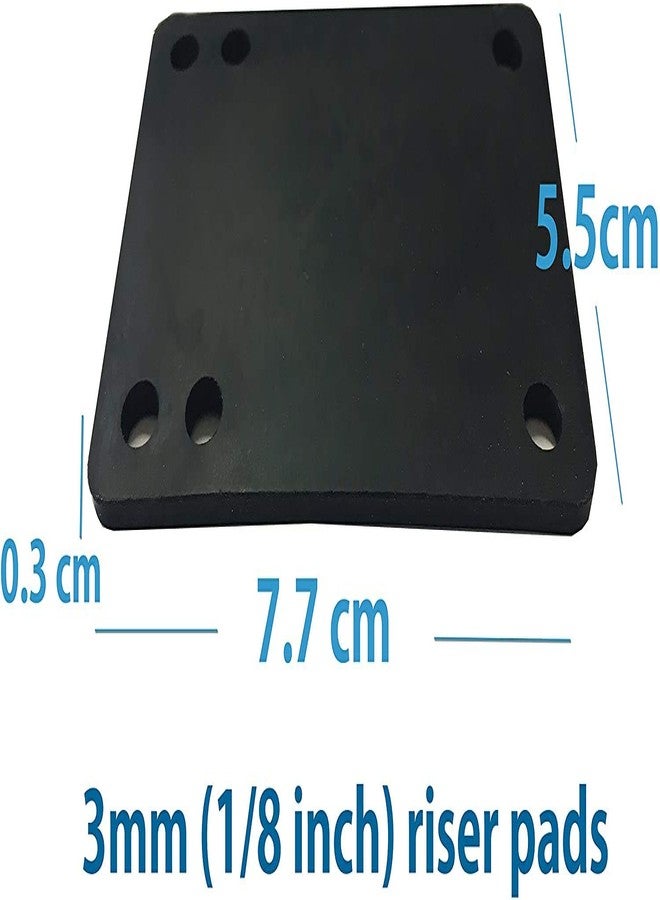 VJ Longboard Skateboard Riser Pads, Rubber, Set of 2, Size 3mm (1/8") 6mm (1/4") 12mm (1/2") 14mm Angle Wedge Riser Pads, Black (3mm) - Image 4