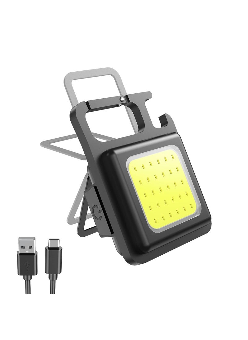 NexGenHub NexGenHub COB Small Flashlight LED Keychain Flashlight Mini LED Work Light USB Rechargeable 4 Light Modes Portable Pocket Light with Folding Bracket Bottle Opener for CampingPack of 1  - Image 1